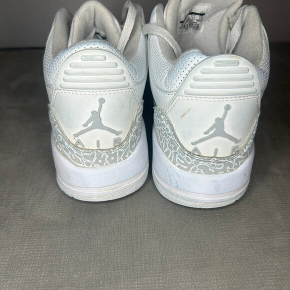 Nike Air Jordan 3 Retro Pure Money Triple White Elephant Print Sneakers - Picture 4 of 10